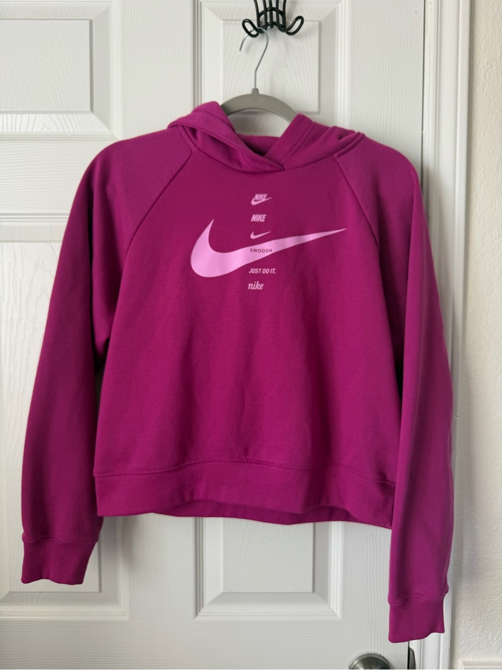 Nike Sportswear Swoosh Cropped Fleece Hoodie Magenta Pink Women’s S - Picture 2 of 10